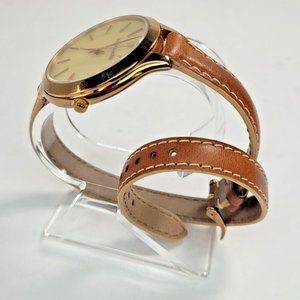 MICHAEL KORS LADIES MK2347 Rose GOLD ACRYLIC HORN FACE WRAP AROUND WATCH Works